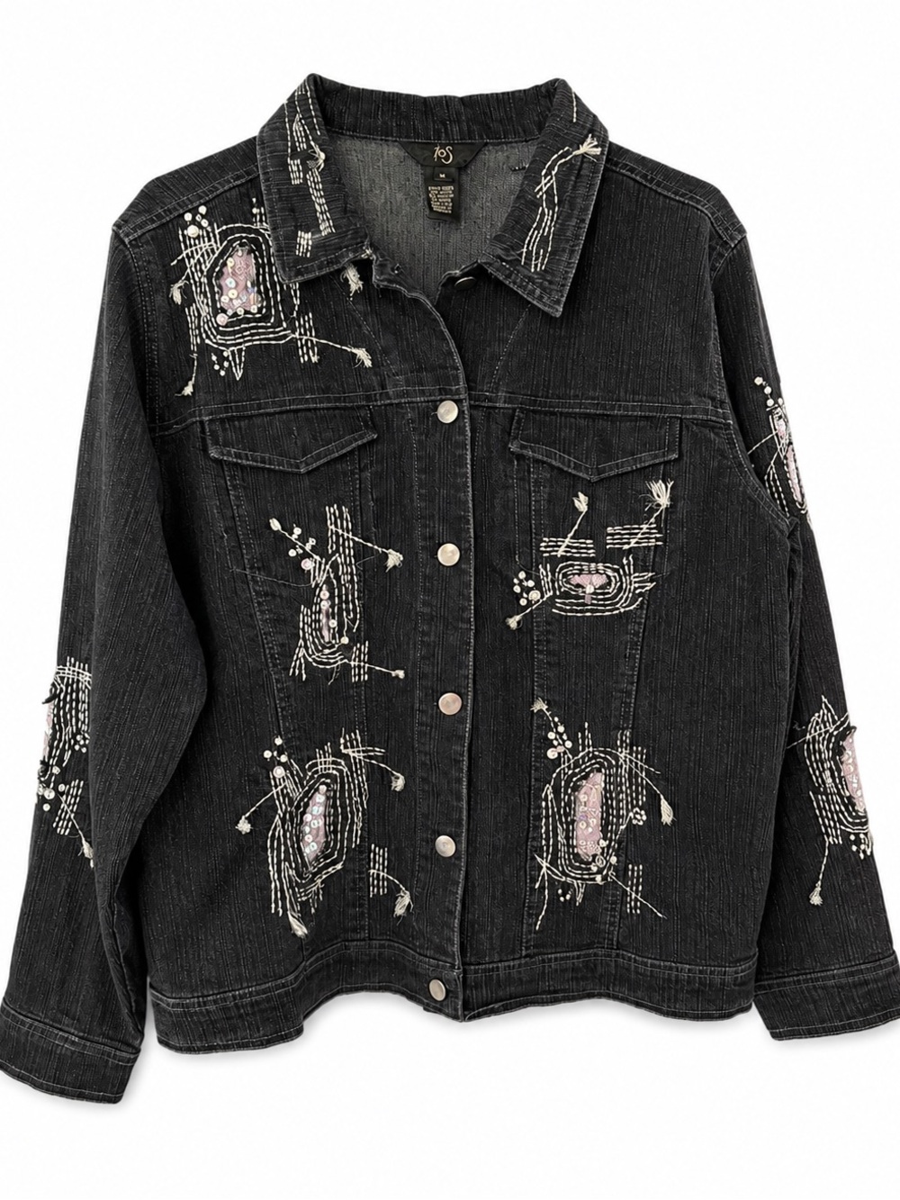 JS Collections Black Embroidered Boho Festival Jacket M
